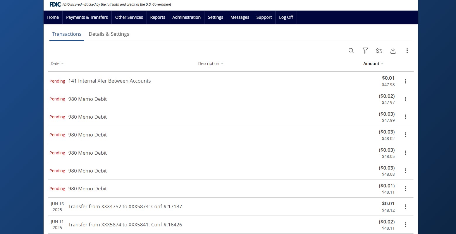 ANB Go Business Account History