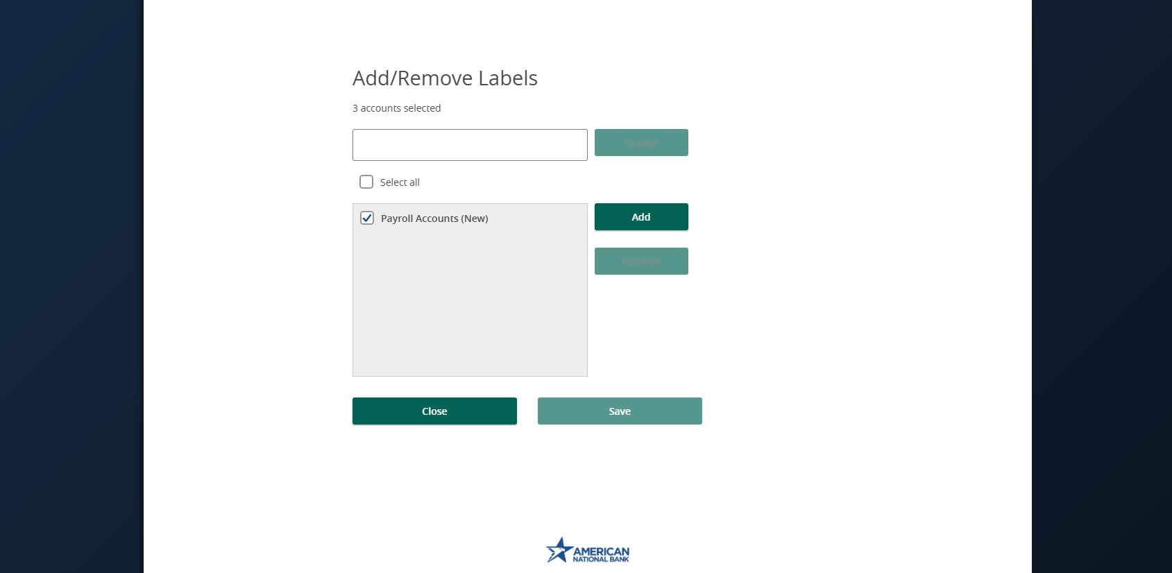 ANB Go Business Account Labels