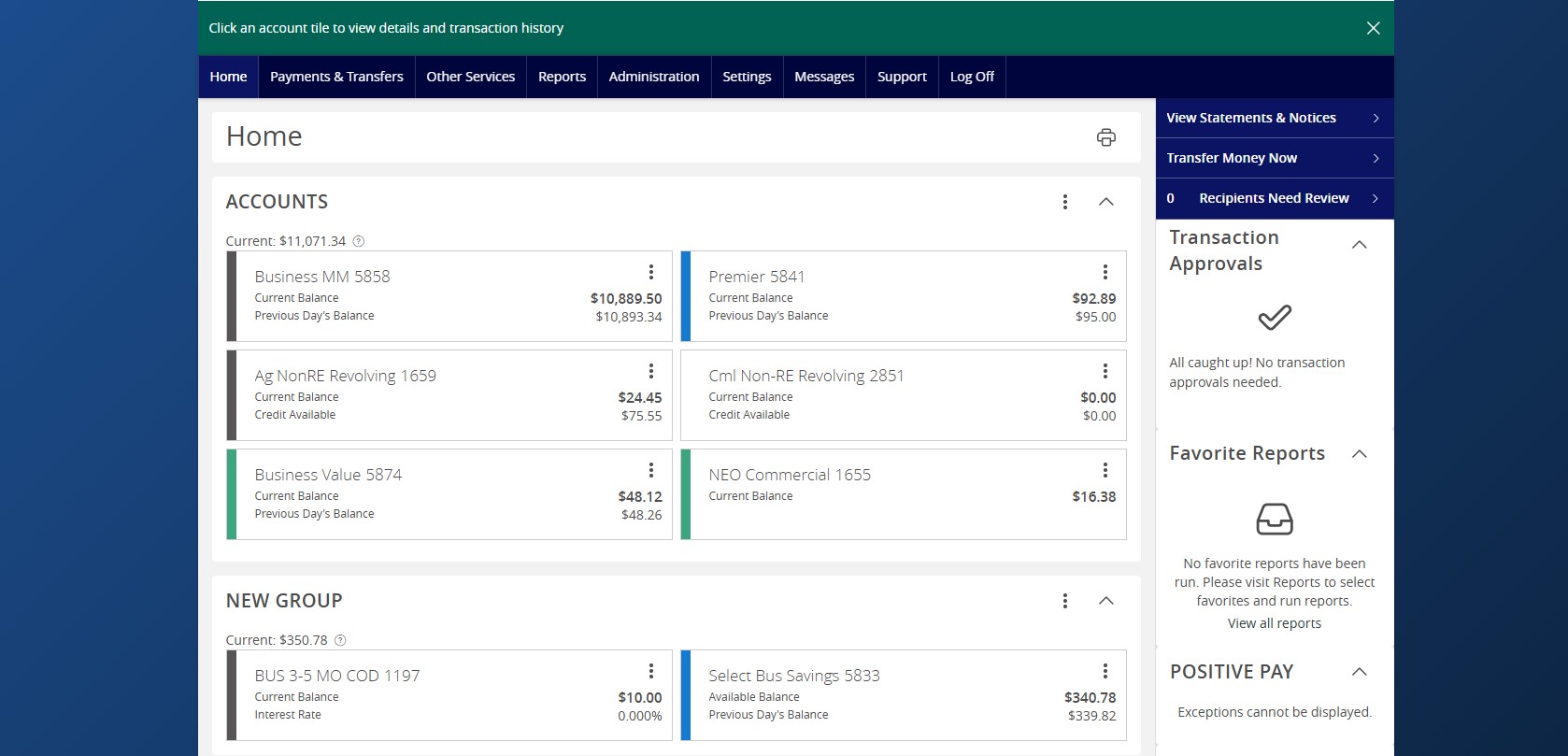ANB Go Business Home page