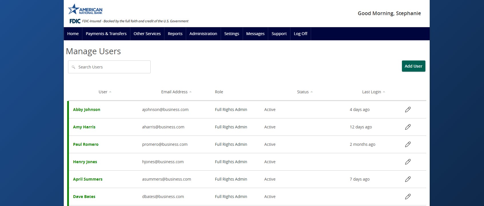Manage users in ANB Go Business
